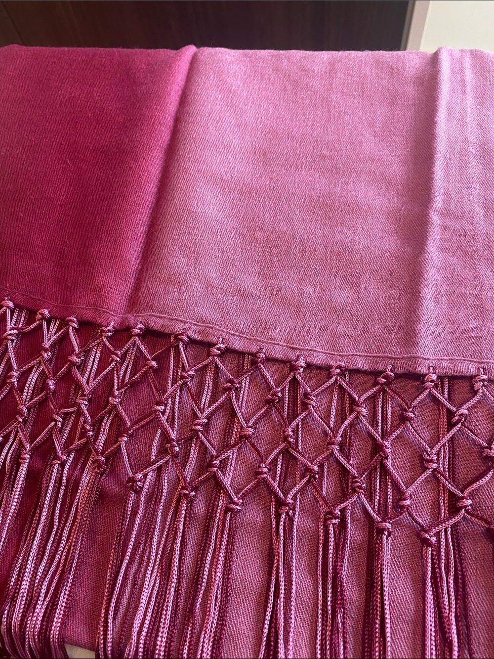 Bindya Lulla Wool Pashmina Silk Shawl Large Scarf Wrap Pink Ombré